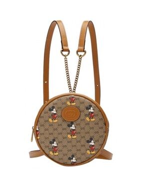 Gucci Brown Canvas Mickey Round Backpack